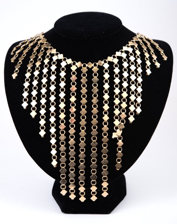 Vintage 1970s Cleopatra Dangling Chains Bib Necklace (1 of 4)