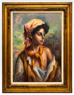 S. Hilgle (20th Century) Portrait of a Gypsy Girl: Item/Description: Original painting of a young gypsy woman. Signed lower left. Hilgle is known as the mystery painter, as little is known about his identity. Hilgle's only subject appeared to be the