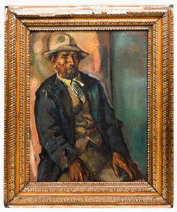 Antique Portrait Oil Painting: Item/Description: Oil painting portrait of a man. Signed and dated upper right. Unknown artist, illegible signature. Partial portrait of African man on verso. Double sided. Impressionist art.