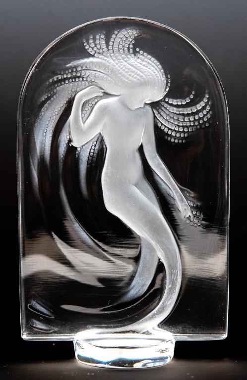 Lalique Water Nymph Naiade Cachet: Item/Description: Whimsical design of the Naiade (water nymph) seal was originally created by Renee Lalique in 1930. Signed on base. (France, paperweight, letter stamp, collectible) Material: Glass. D