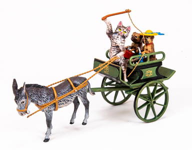 Vienna Cold Painted Bronze Figurine Cat Carriage