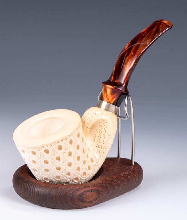 Unsmoked Meerschaum Pipe w Silver Band (1 of 4)