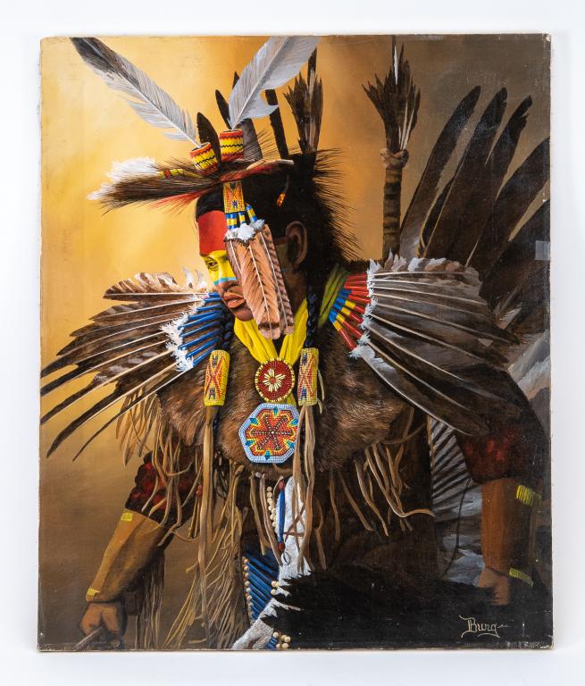 Signed Native American Dancer Portrait O/C (1 of 9)