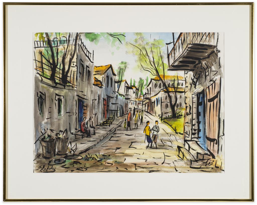 Zvi Raphaeli Watercolor- Beth Israel Quarter, Israel (1 of 5)