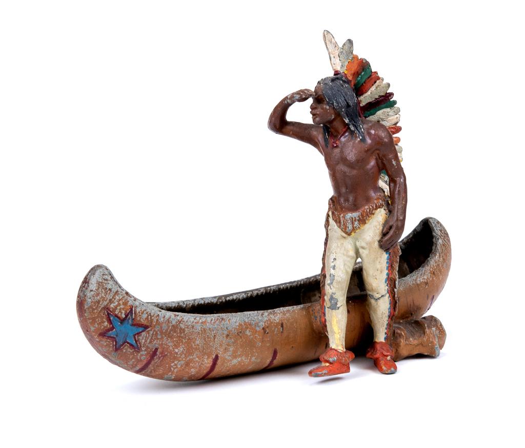 Austrian School Cold Painted Indian and Canoe (1 of 6)