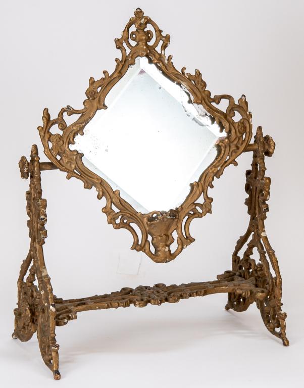 Antique Baroque Painted Metal Dresser Mirror (1 of 9)