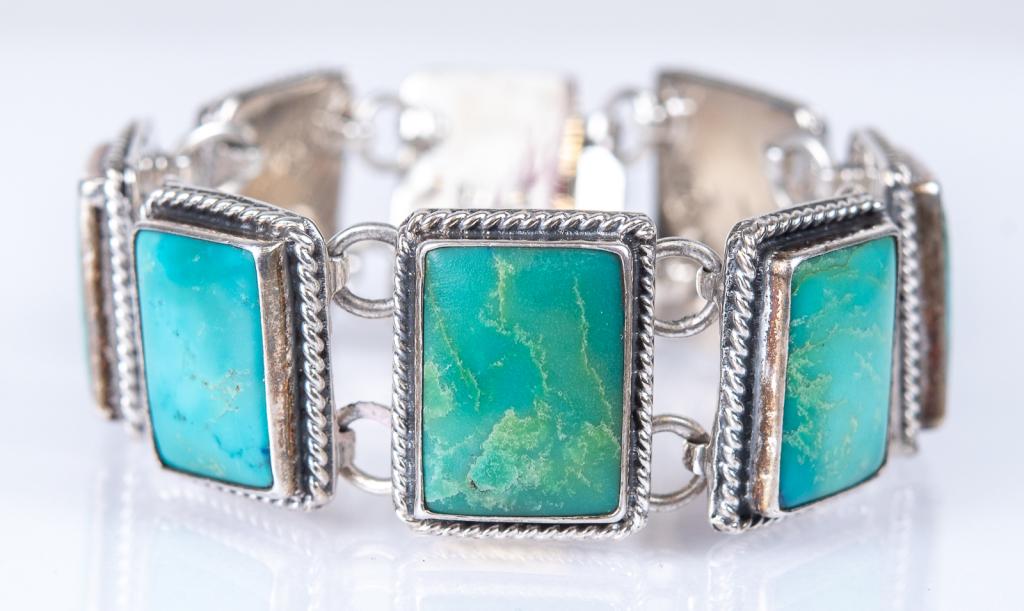 F. Jimenez Sterling & Turquoise Panel Bracelet (1 of 8)