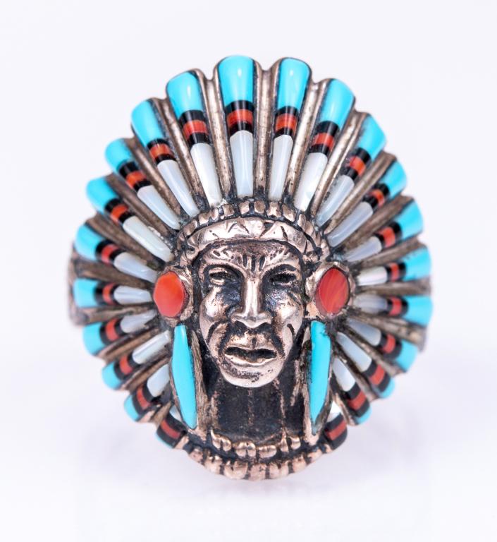Native American Sterling Indian Chief Ring (1 of 6)