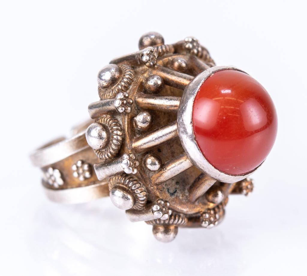 Sterling & Carnelian Domed Ring - Israel (1 of 8)