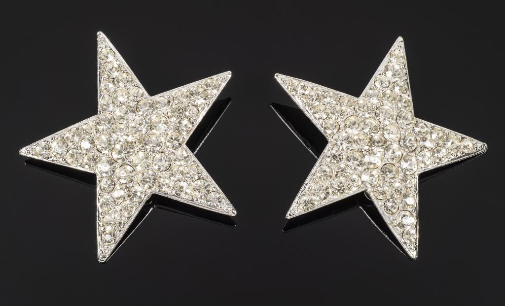 Vintage 1980s KJL Rhinestone Star Earrings (1 of 3)