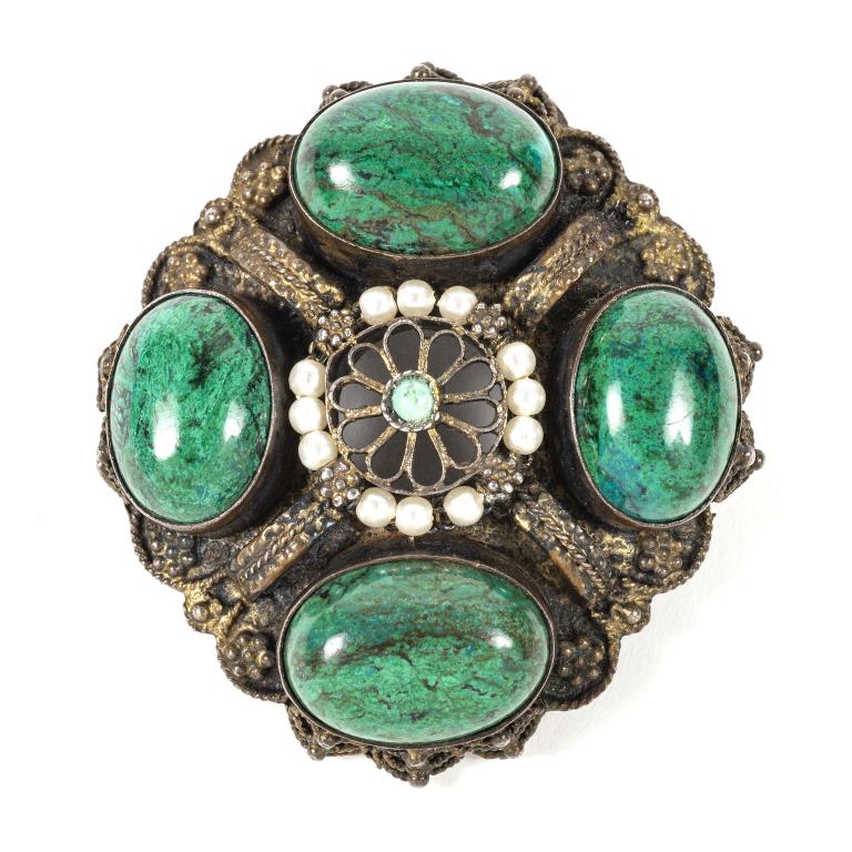 Eilat Stone Seed Pearls Sterling Pendant Pin (1 of 5)