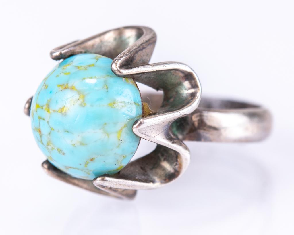 Modernist Sterling & Turquoise Ring- Mexico (1 of 7)