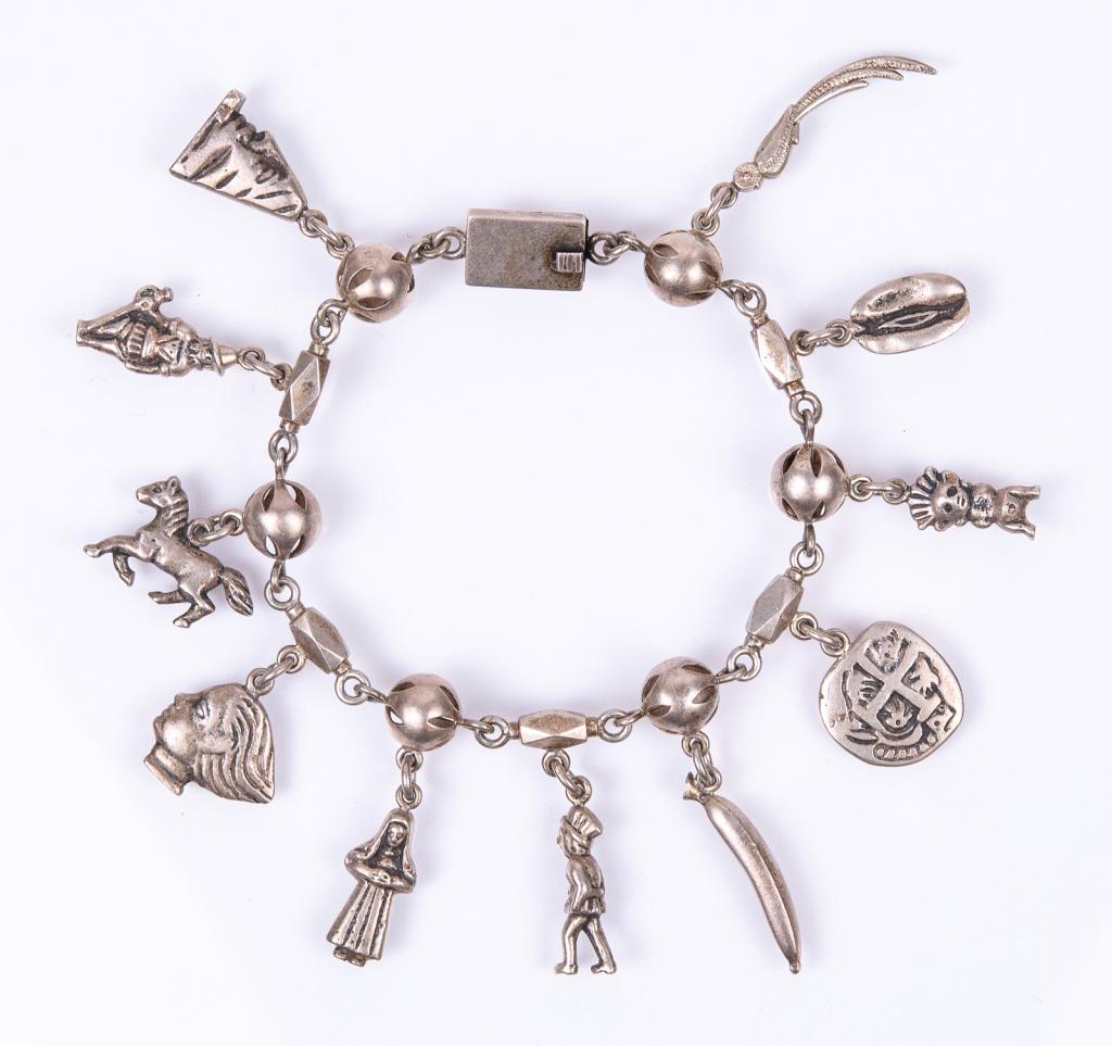 Signed Sombol Guatemala 900 Silver Charm Bracelet (1 of 7)
