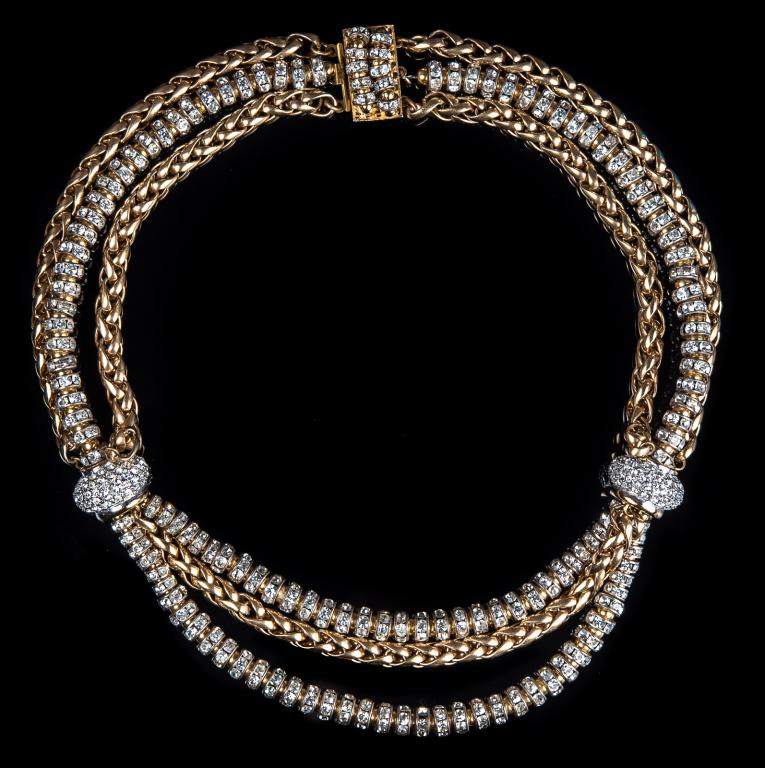 Rare METALL Gold Rope & Rhinestones Choker (1 of 5)