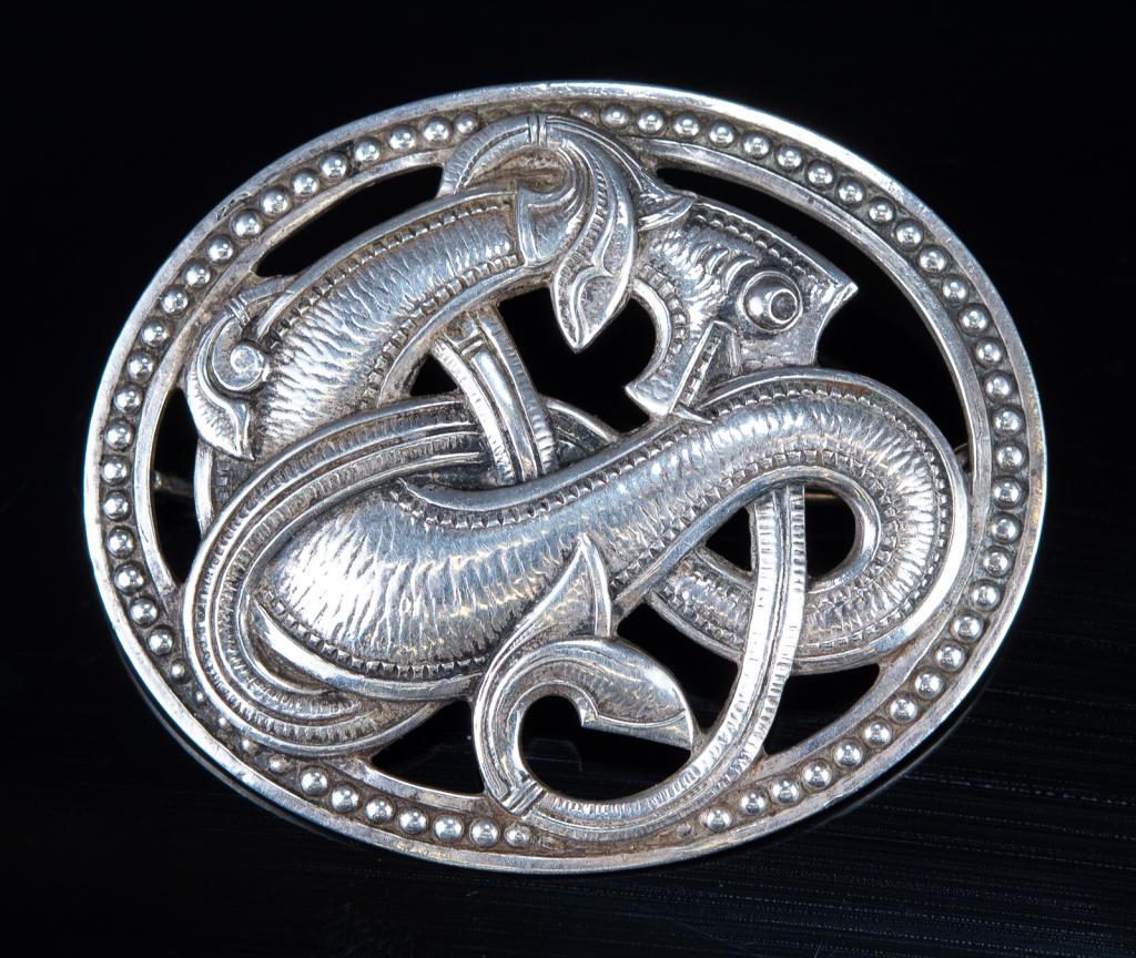 Sterling Silver Embossed Serpent Brooch (1 of 4)