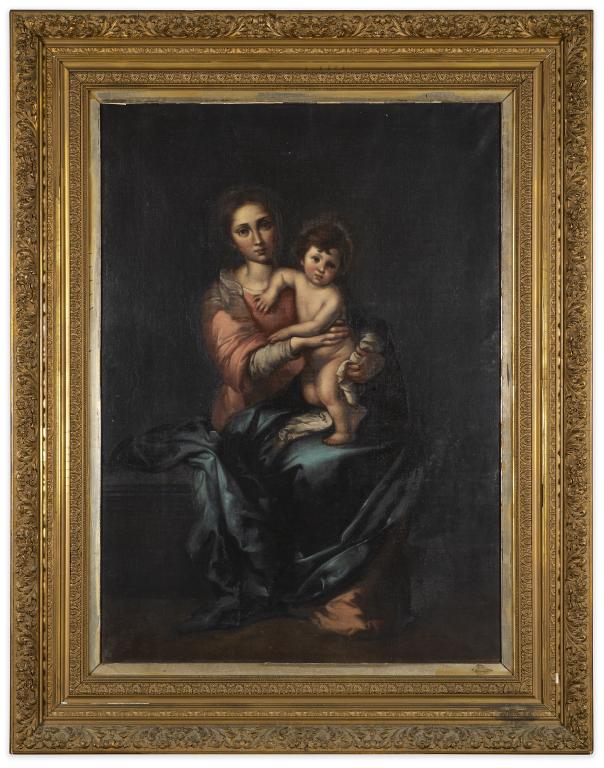Antique Old Master Mother & Child Oil Painting