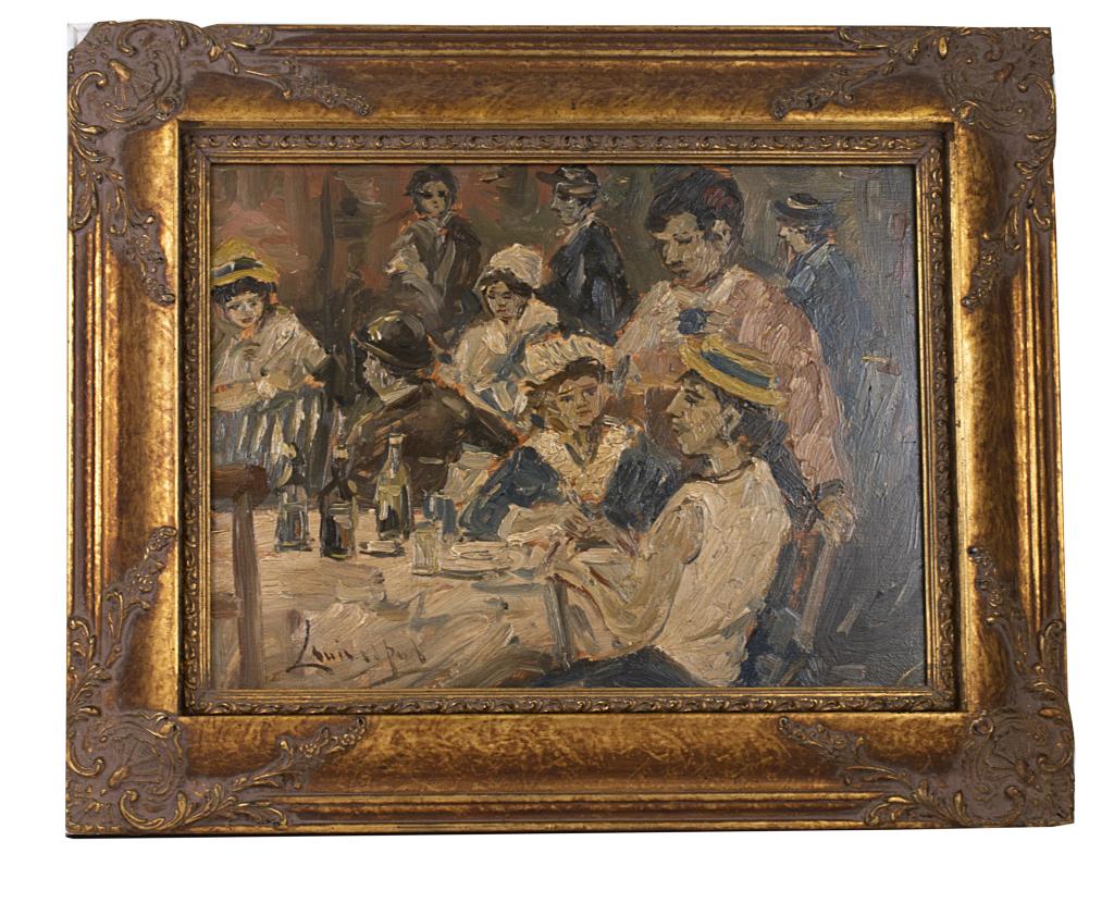 Louis van der Pol, French Cafe Oil on Board (1 of 7)