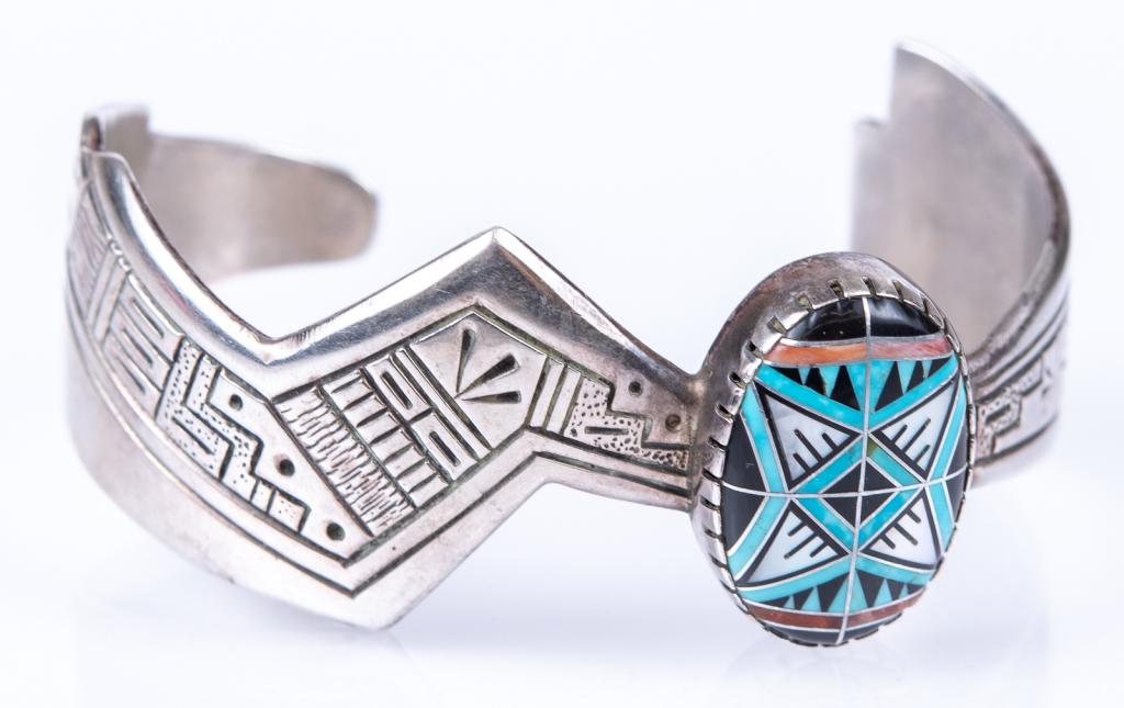 Roderick Tenorio Inlaid Sterling Cuff Bracelet (1 of 7)