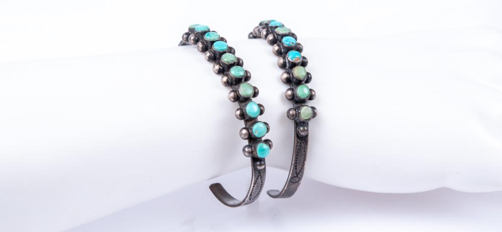 Native American Sterling Turquoise Cuff Pair (1 of 10)