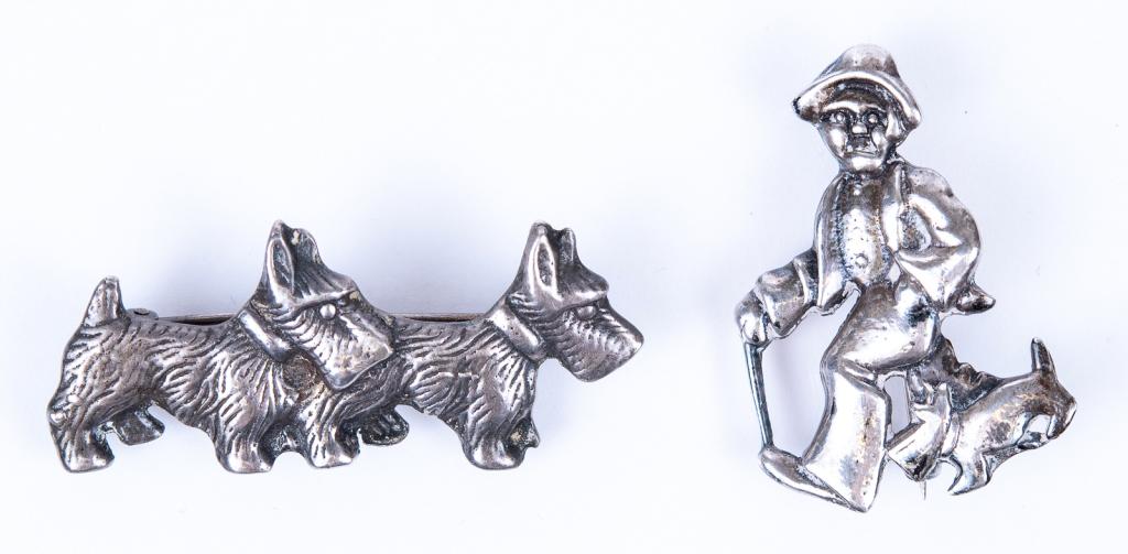 Sterling Scotty Dog Figural Pin Lot (1 of 4)