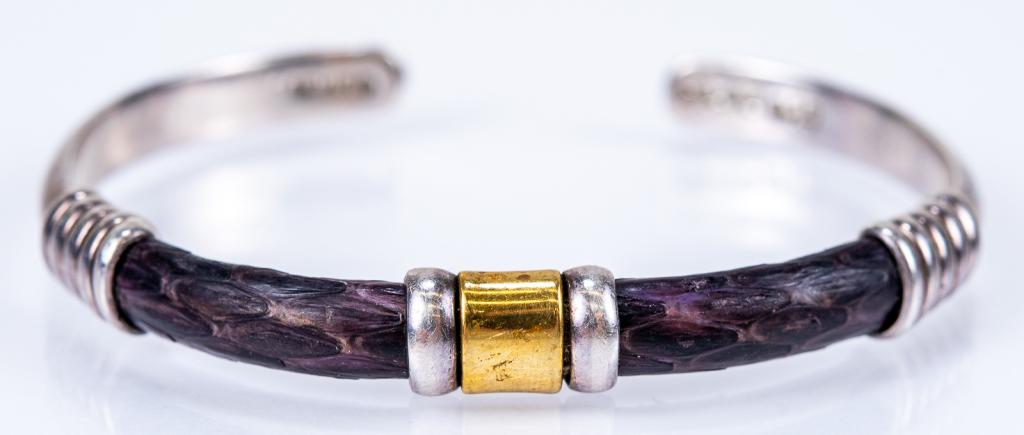 Sterling Mexico Brass & Leather Cuff (1 of 4)