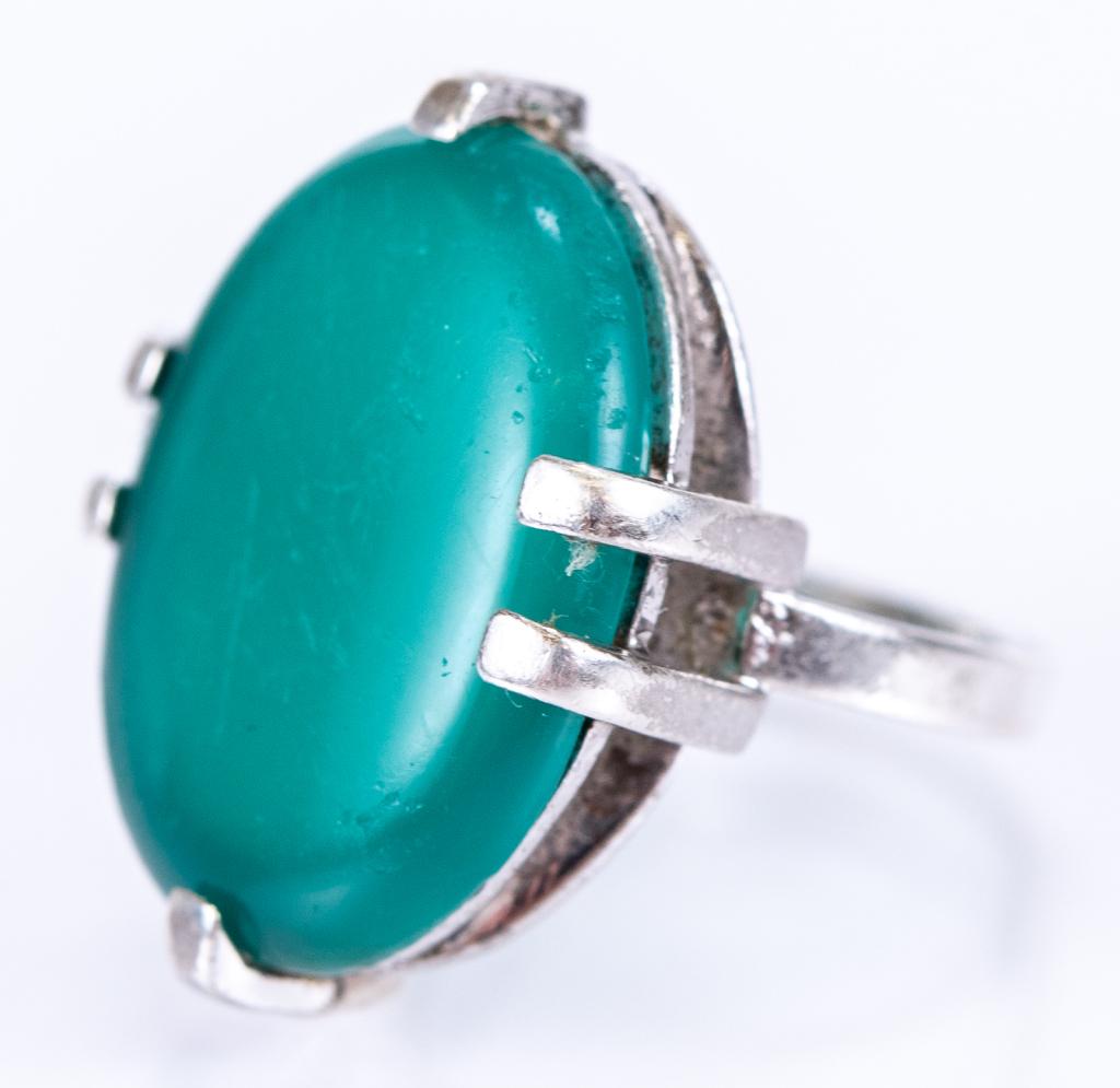 Art Deco Sterling Chrysoprase Ring (1 of 8)