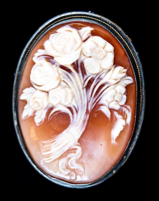 Antique Floral Bouquet Cameo Pin Pendant (1 of 7)