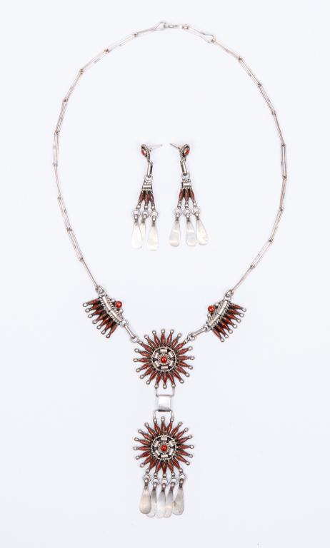 D. Etsate Zuni Sterling & Petit Point Coral Set (1 of 15)
