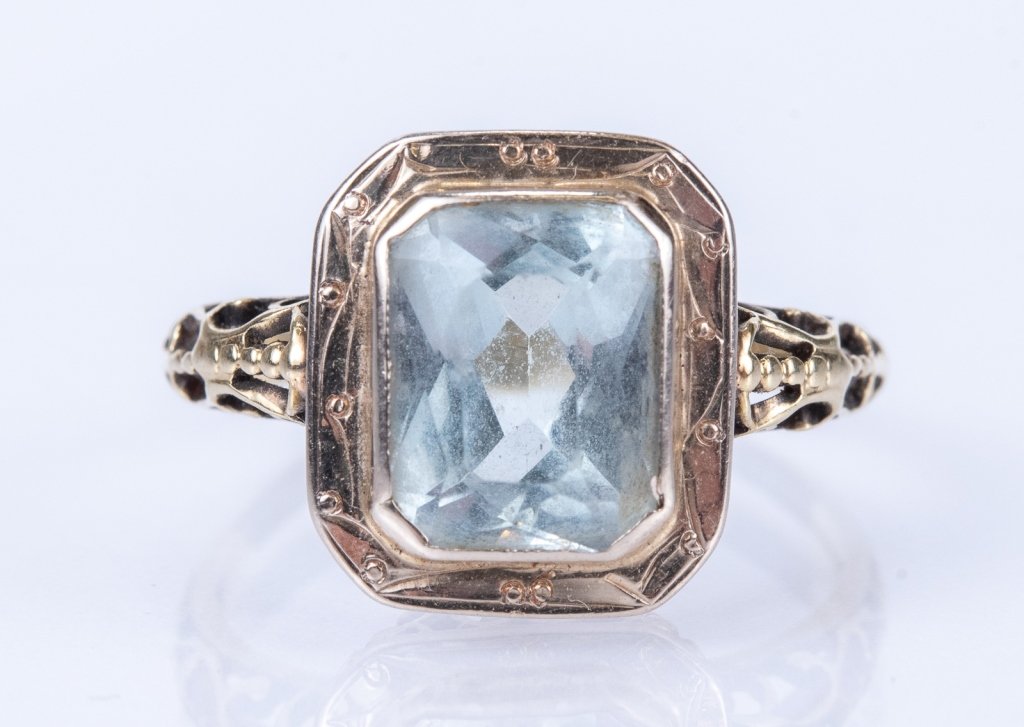 Antique 14K White Gold & Aquamarine Ring (1 of 11)