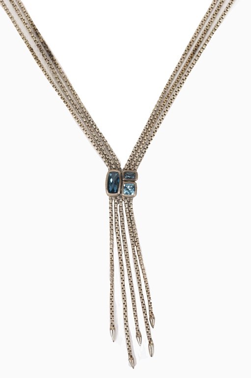 David Yurman Blue Topaz Sterling Toggle Necklace (1 of 8)