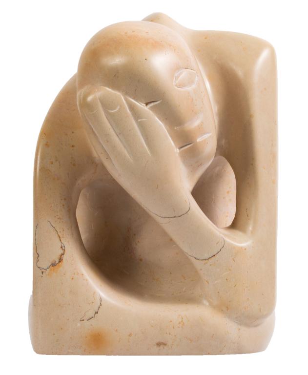 Signed Marble Figural Sculpture, S. Ngaki (1 of 7)