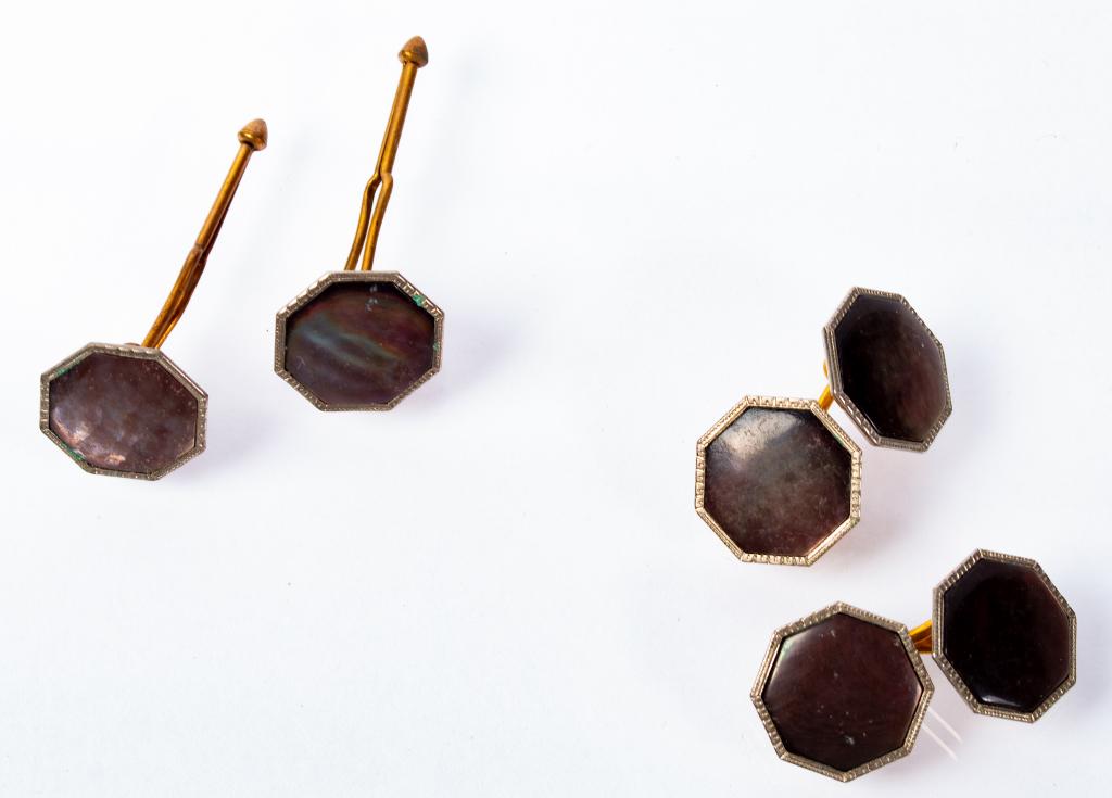 Swank MOP Abalone Gold Plate Tuxedo Set (1 of 6)