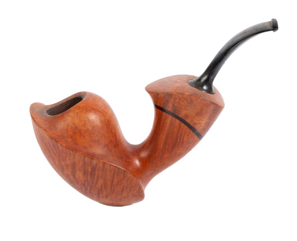 Knets Double Cicada Elephant's Foot Estate Pipe: Item/Description: American estate pipe by Maigurs Knets. Smooth finish. Stamped: M Knets / USA / 78. It also has 2 cicada stamps, representing the highest grade of pipe made by Knets. Maigurs Knets ca