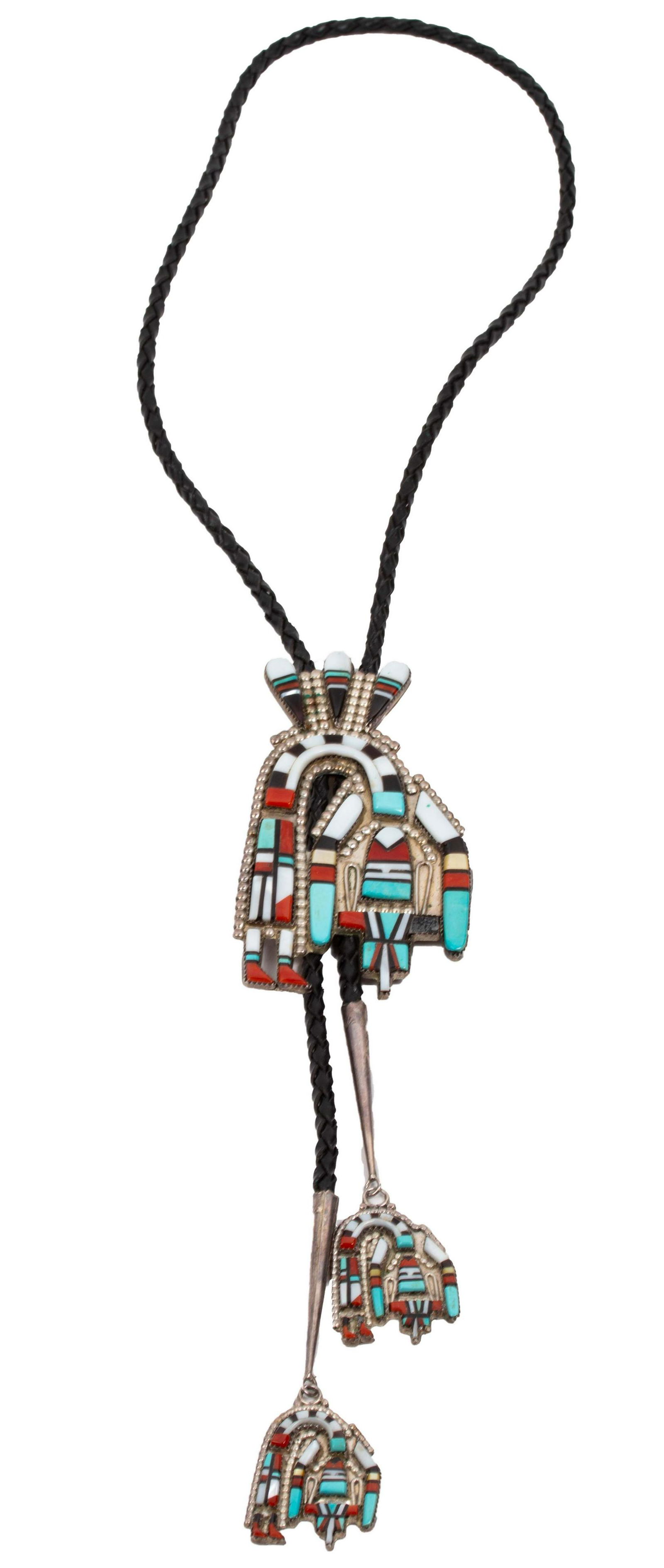 H.E. Cellecion Zuni Sterling Inlaid Lariat Bolo (1 of 8)