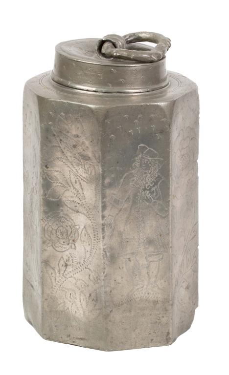 Antique Octagonal Pewter Tea Caddy (1 of 9)
