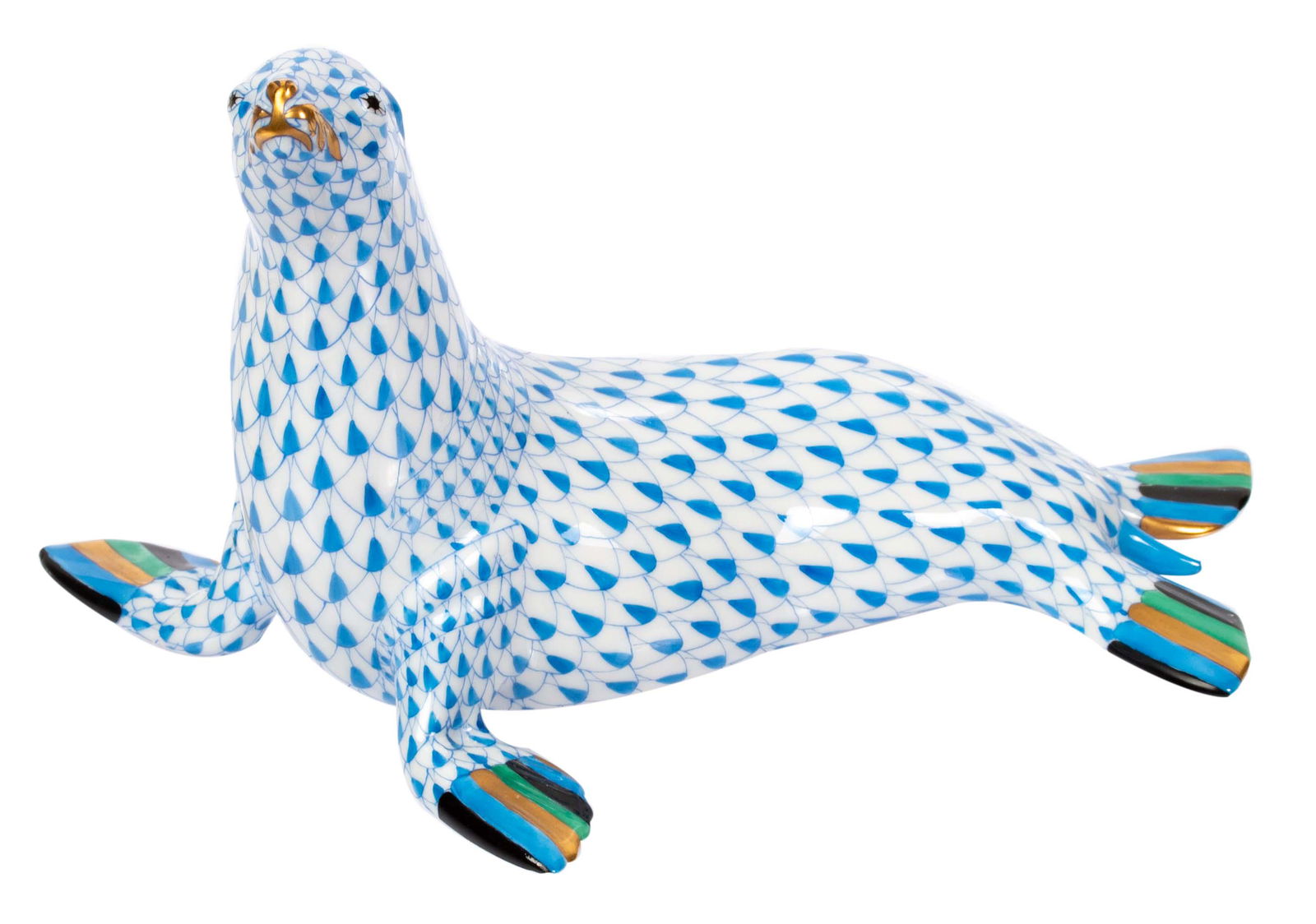 Herend Porcelain Fishnet Green Seal Figurine (1 of 8)