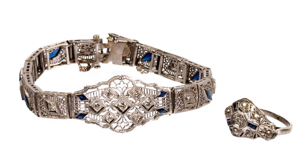 14K Platinum Diamond & Sapphire Filigree Jewelry (1 of 11)