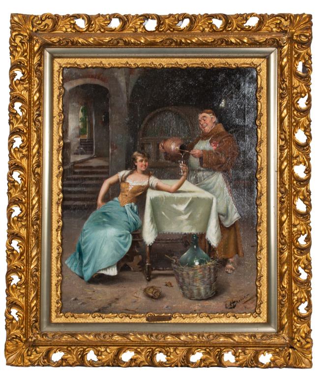 L. Hauser 19th C Tavern Scene Oil Painting (1 of 8)