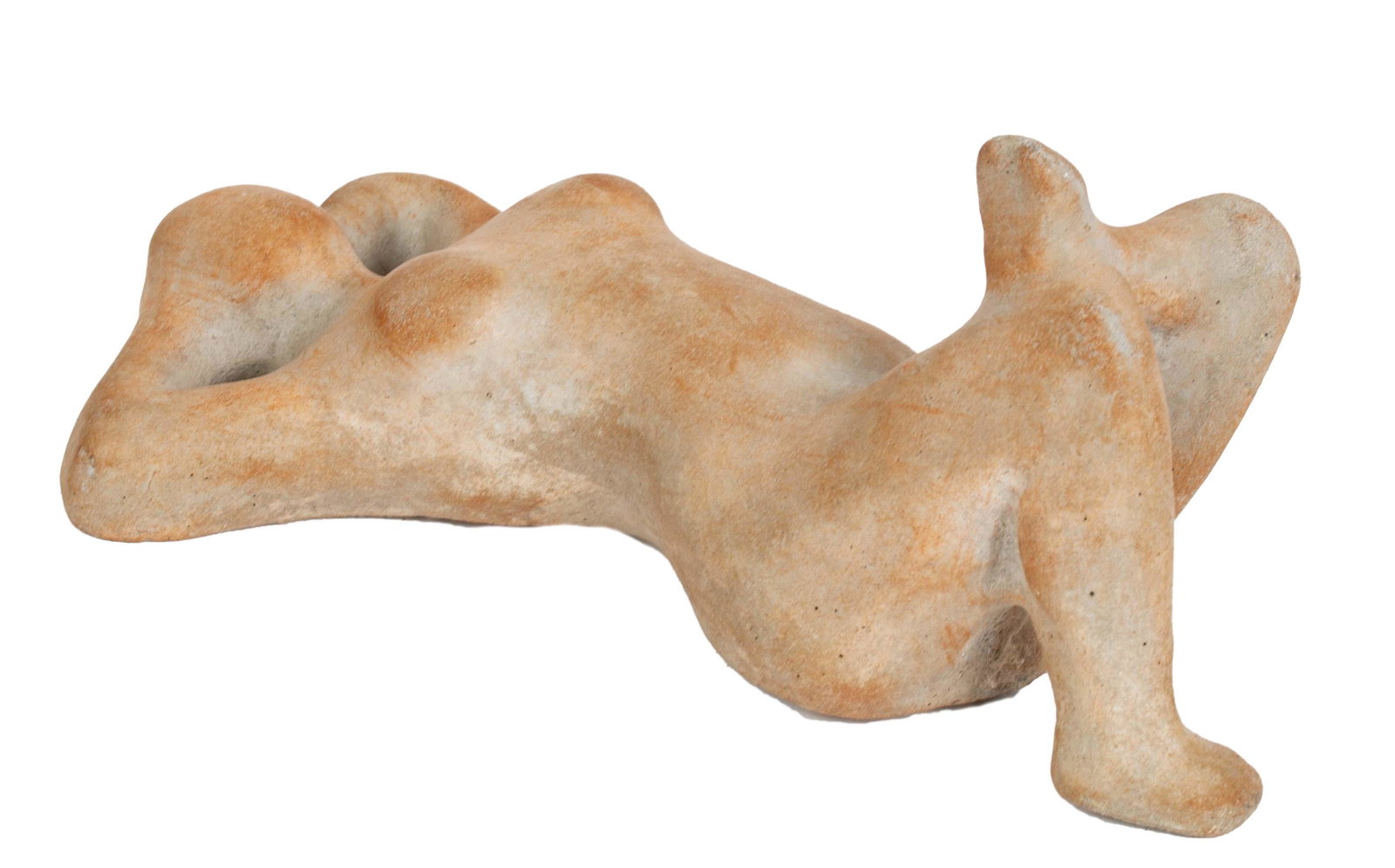 Studio Art Pottery Nude Figural Sculpture: Item/Description: Nude female figure lying with arms behind her head. Unknown artist, no noticeable signature or makers marks. Material: Ceramic Dimensions: Length: 6"; Width: 3"; Height: 2 3/4" Condi