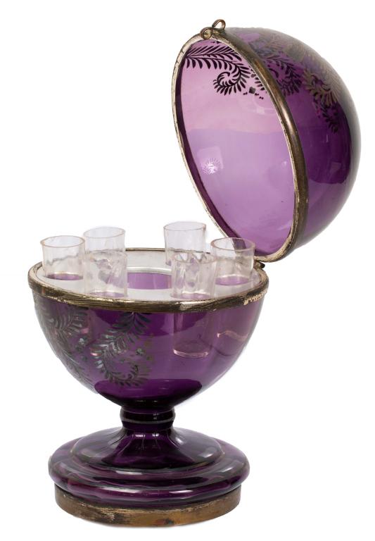 Hinged Amethyst Glass Czech Cordial Set (1 of 15)