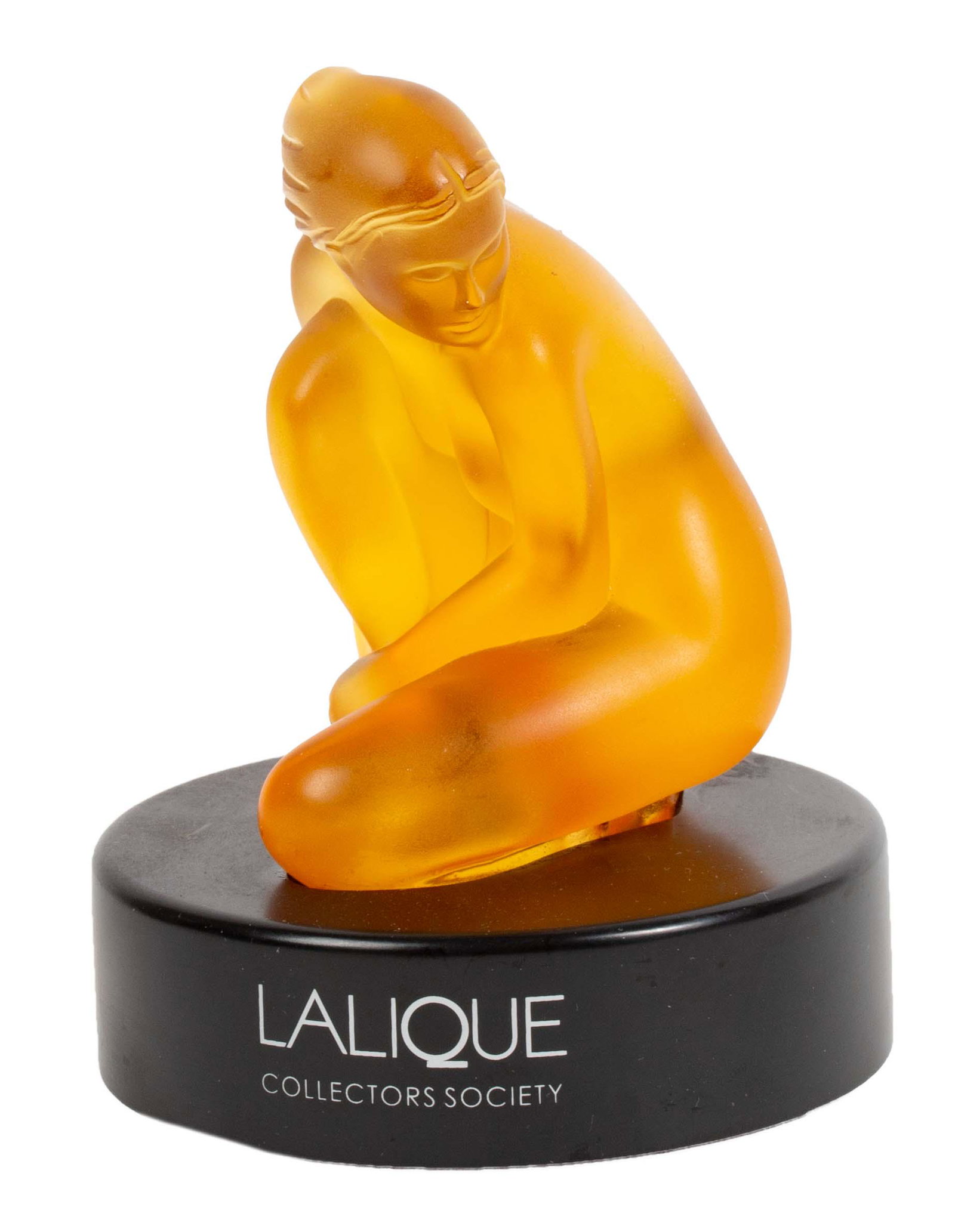 Lalique Amber Nude Venus, Signed, Numbered: Item/Description: Lalique "Nude Venus" Limited Edition Collectors Society Amber Crystal Figurine on base. Edition is limited to 999. Marked on bottom: Lalique France 807 / 999. Material: Glass Dimensi