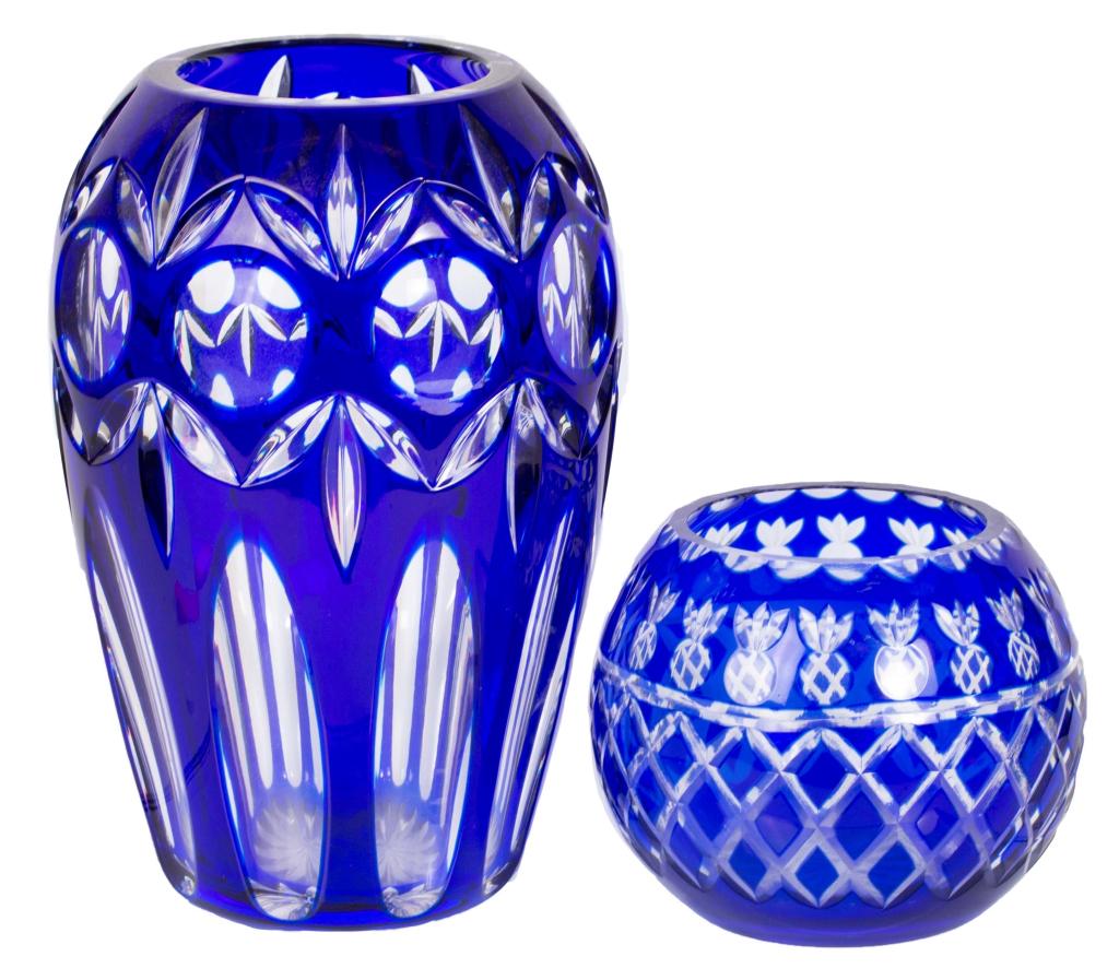 Cobalt Cut to Clear Crystal Vase Pairing (1 of 9)