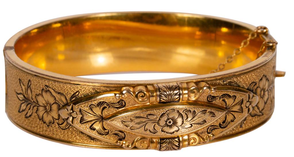 Antique 12K Gold Filled Etched Floral Bangle (1 of 6)