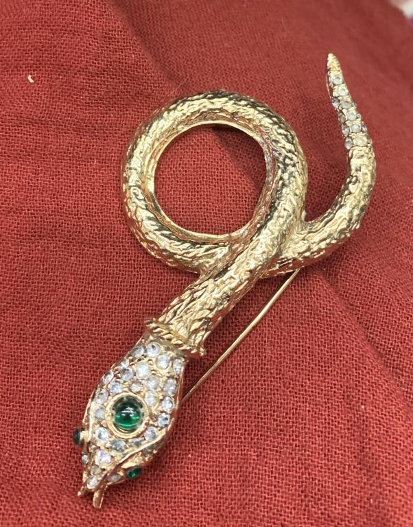 Signed K.J.L. Kenneth Jay Lane Snake Brooch (1 of 5)