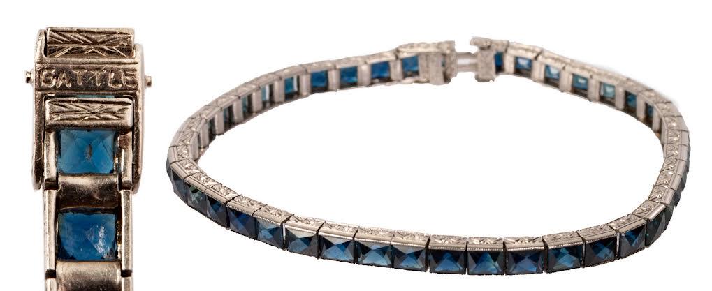 Art Deco Platinum & Sapphire Line Bracelet, Gattle (1 of 7)