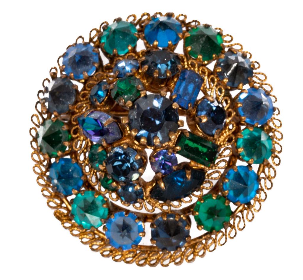 Austrian Rhinestone Domed Cluster Brooch (1 of 5)
