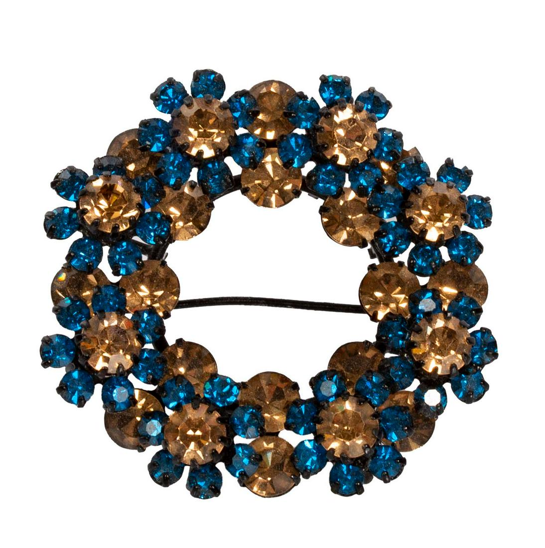 Austrian Rhinestone Floral Wreath Brooch (1 of 5)