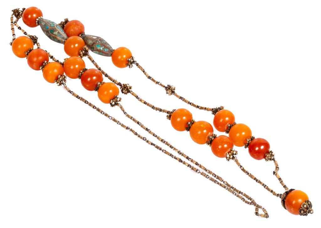 Middle Eastern Amber Turquoise Bead Necklace (1 of 5)