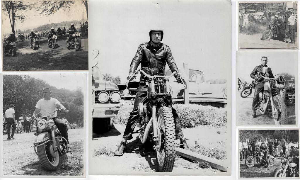 Motorcycle Racing Legends, Six Photos: Item/Description: Six original black and white photographs featuring motorcycle racing legends. Written on backs: Hank Henry Green Valley 1960 / Dan Martin, Dave Starvser. Tom McCormick 1960, Harry Ab
