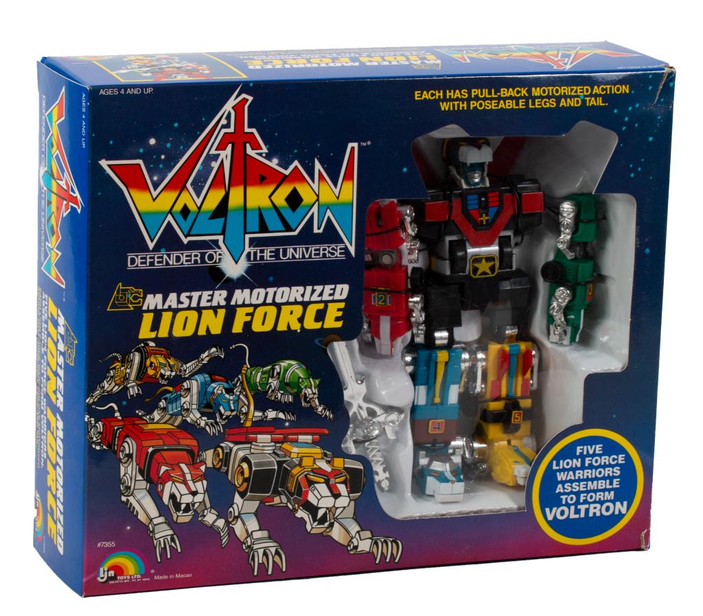 Sealed 1984 Voltron Master Motorized Lion Force: Item/Description: New in box, LJN Voltron Defender of the Universe toy robot action figure. This item was used as a product sample by the previous owner, Murray Bass. He served as the vice president o